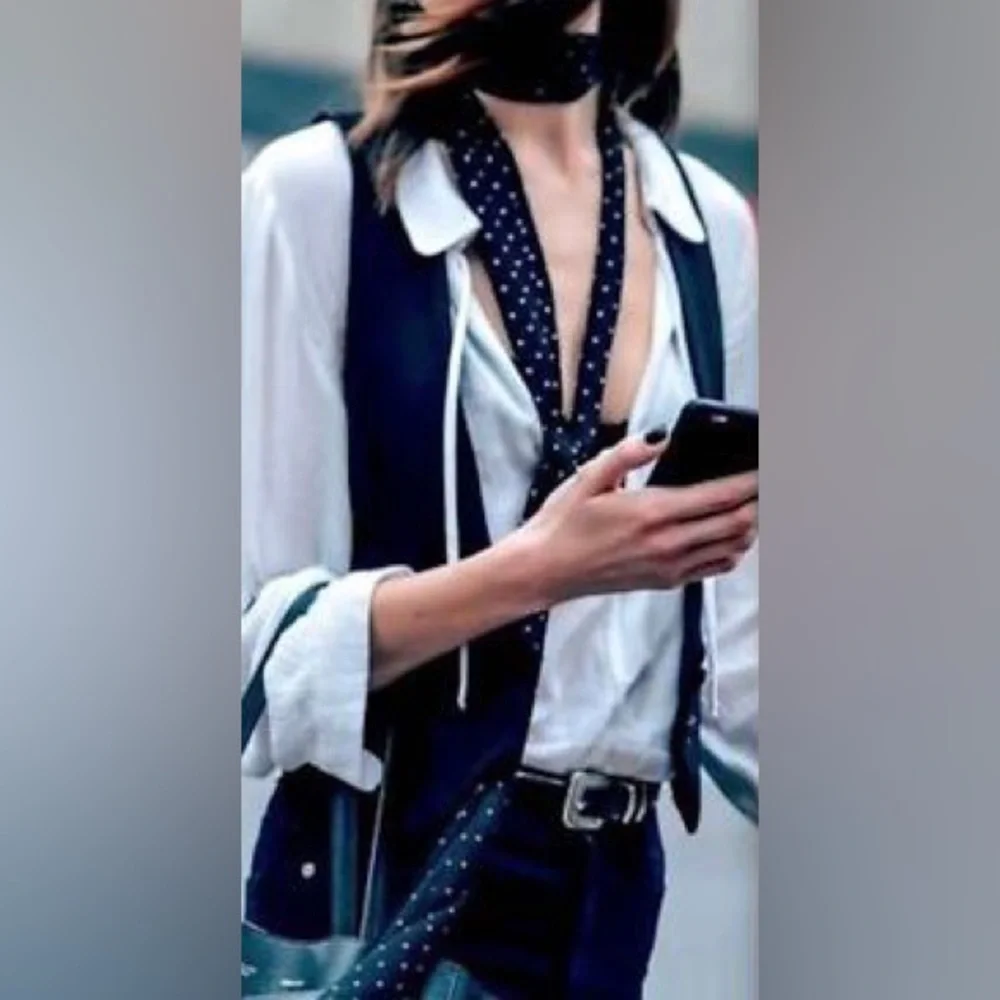 Zara Polka Dot Long Skinny Fringe Scarf